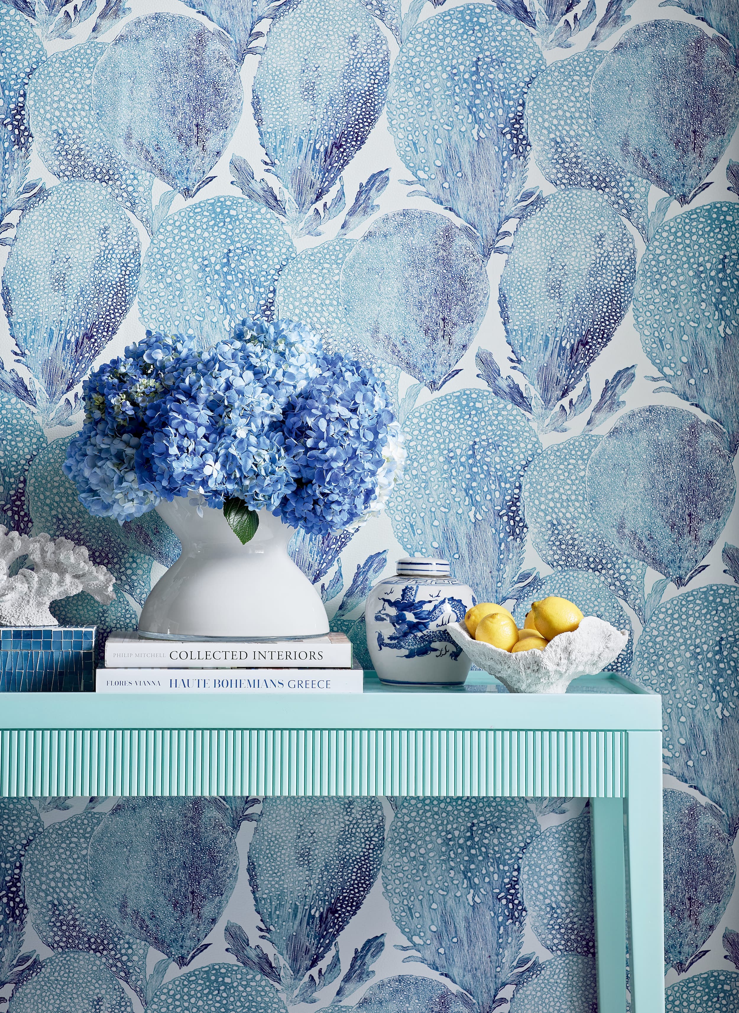 Under the Sea wallpaper in turquoise and plum